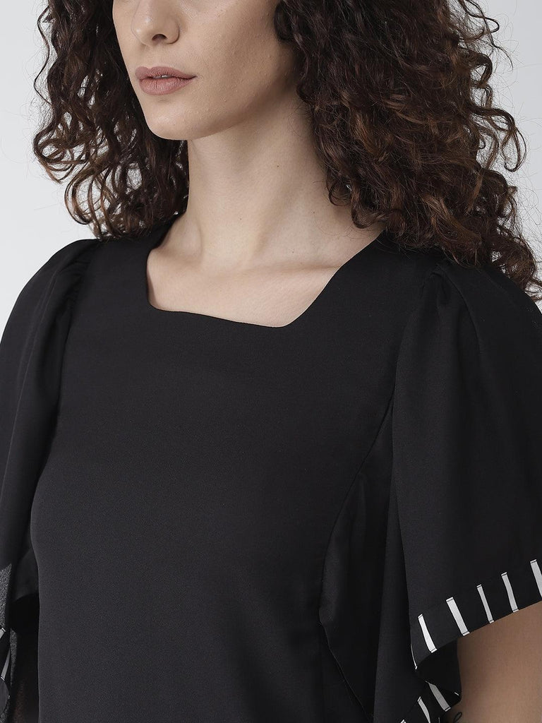 Women Black Solid Top-Tops-StyleQuotient