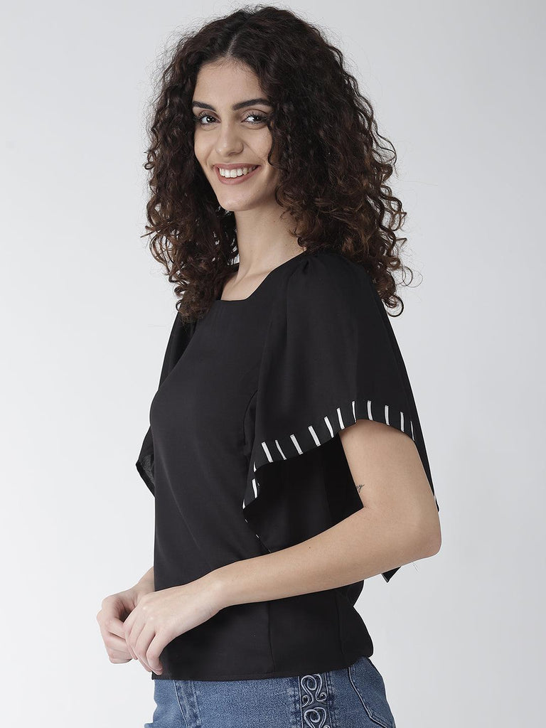 Women Black Solid Top-Tops-StyleQuotient