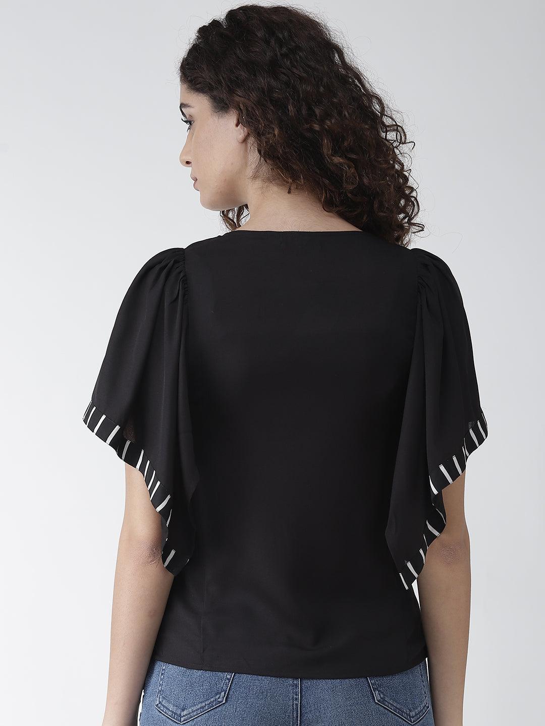 Women Black Solid Top-Tops-StyleQuotient