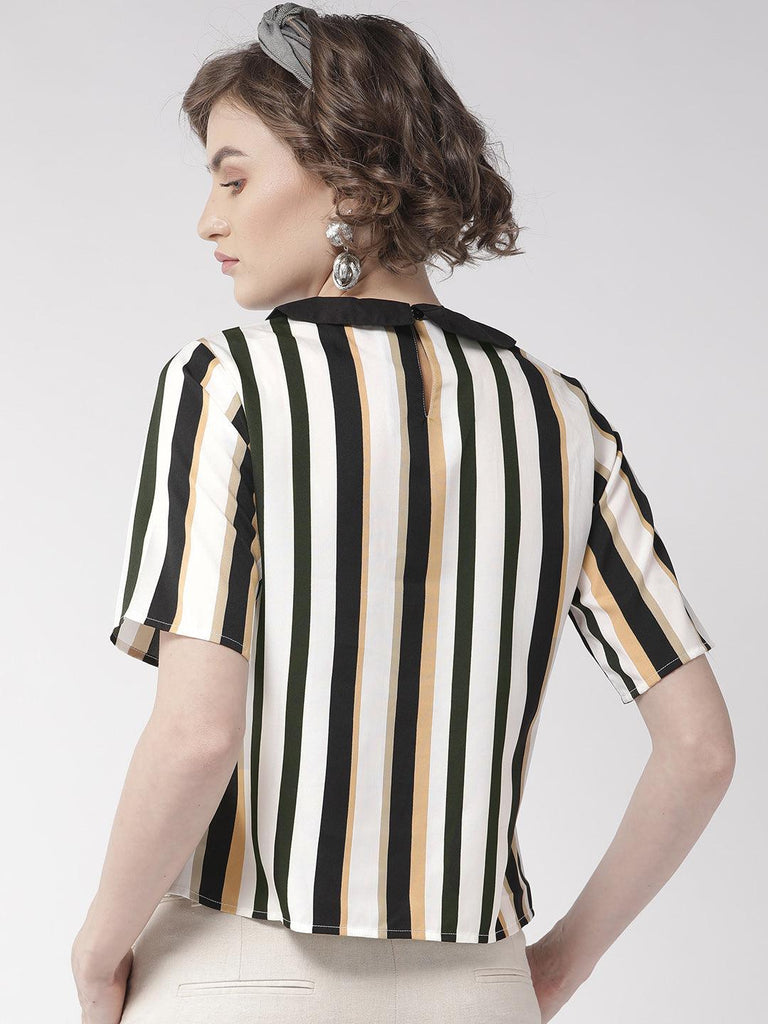 Women White & Black Striped Top-Tops-StyleQuotient