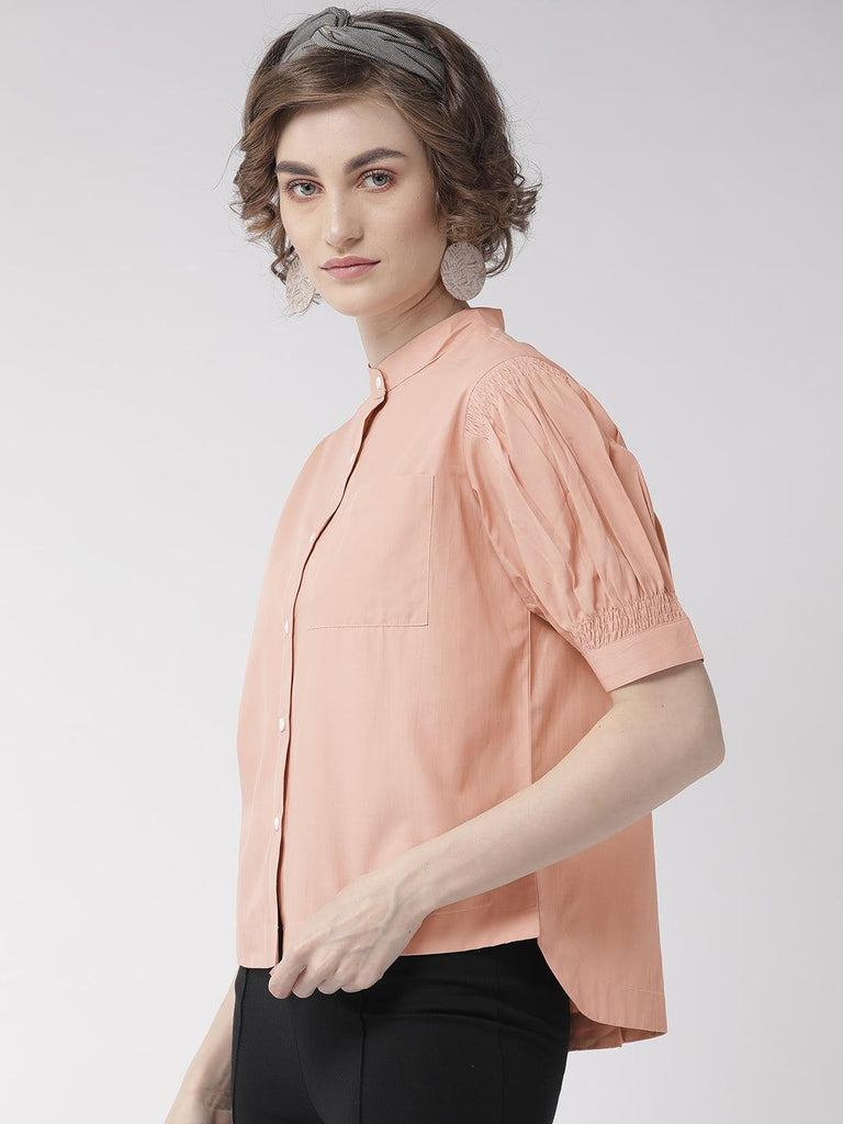 Women Black Comfort Boxy Fit Solid Casual Shirt-Shirts-StyleQuotient