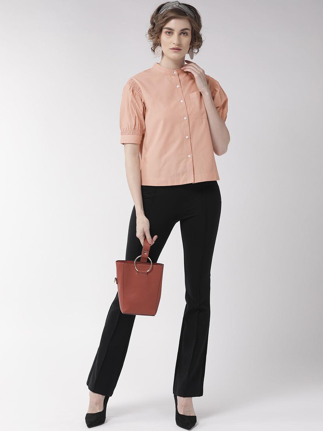 Women Black Comfort Boxy Fit Solid Casual Shirt-Shirts-StyleQuotient