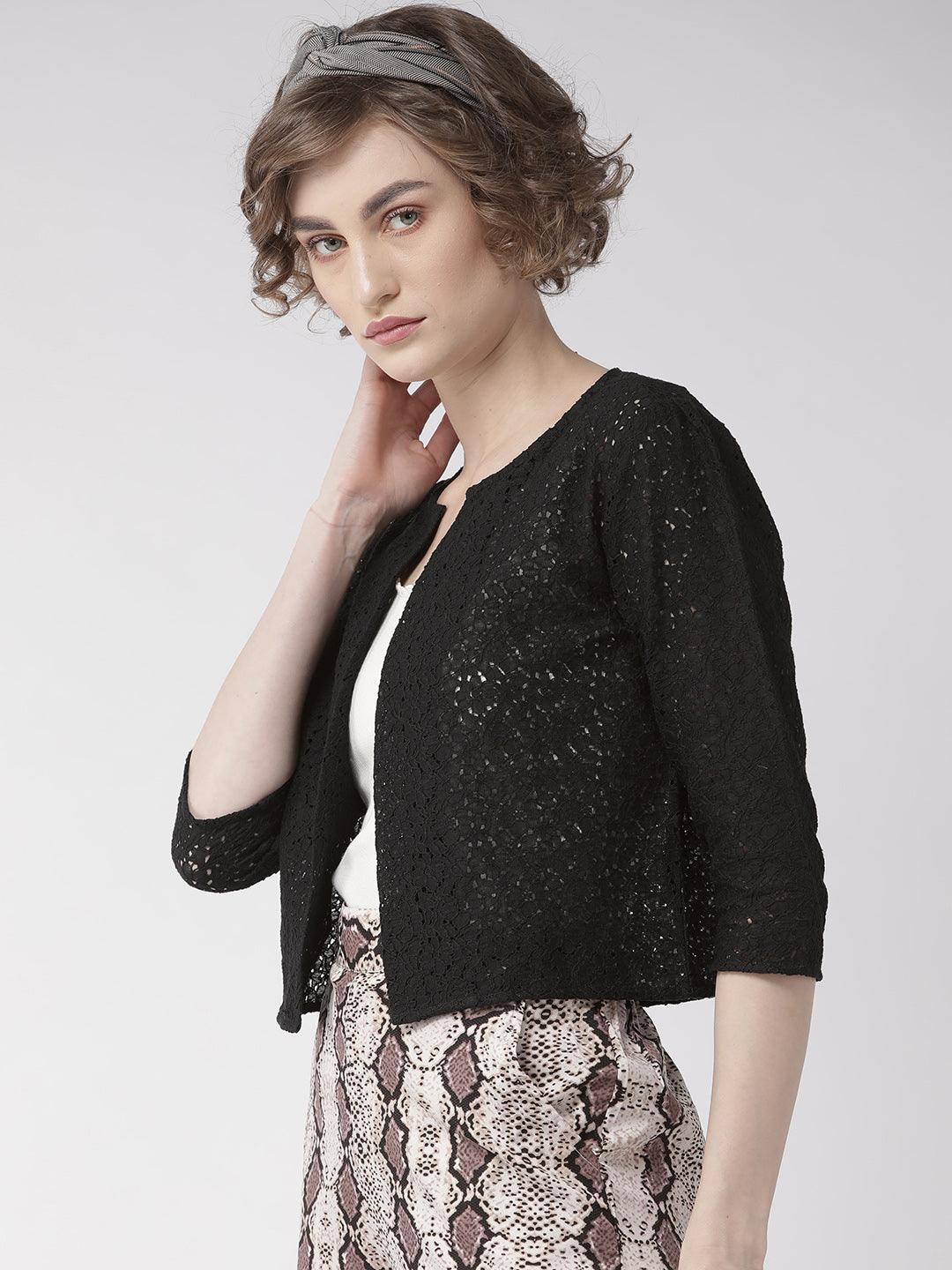 Style Quotient Women Off White Self Design Floral lace Regular Open Front Shrug-Shrug-StyleQuotient