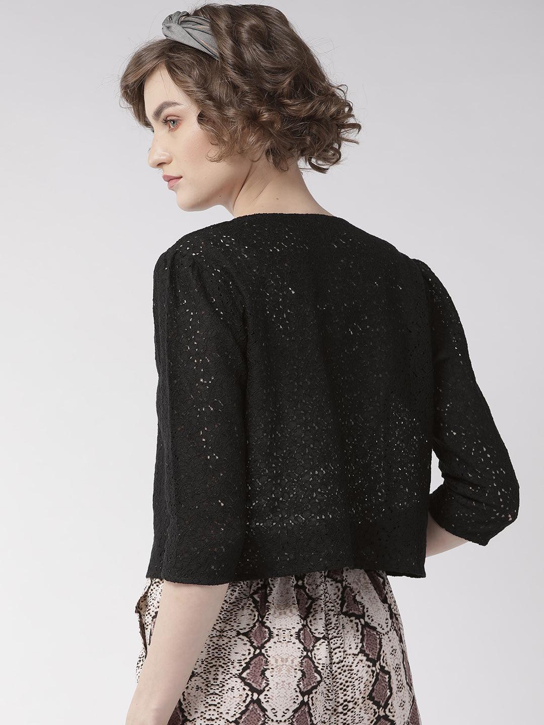 Style Quotient Women Off White Self Design Floral lace Regular Open Front Shrug-Shrug-StyleQuotient