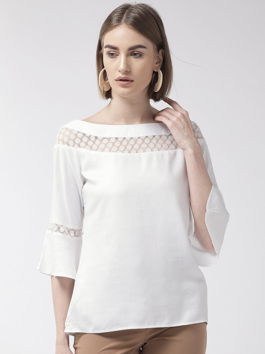 Women White Solid Top-Tops-StyleQuotient