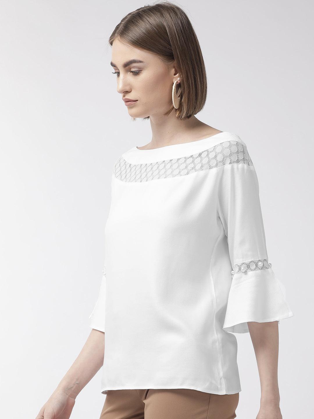 Women White Solid Top-Tops-StyleQuotient