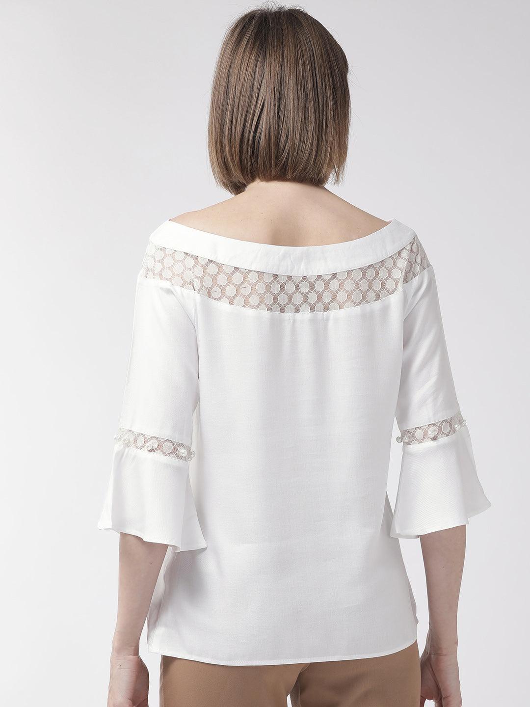 Women White Solid Top-Tops-StyleQuotient