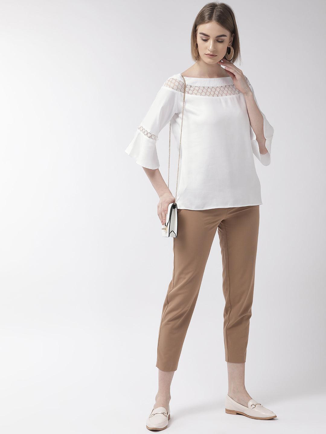 Women White Solid Top-Tops-StyleQuotient