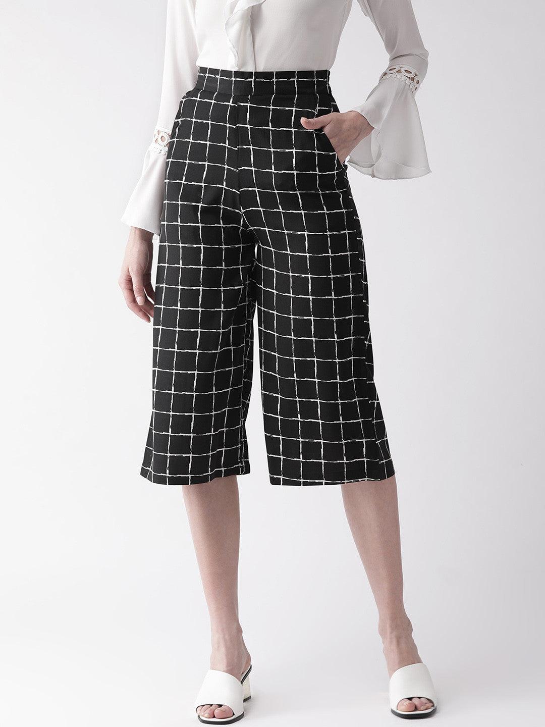 Women Navy Blue Original Loose Fit Solid Culottes-Trousers-StyleQuotient