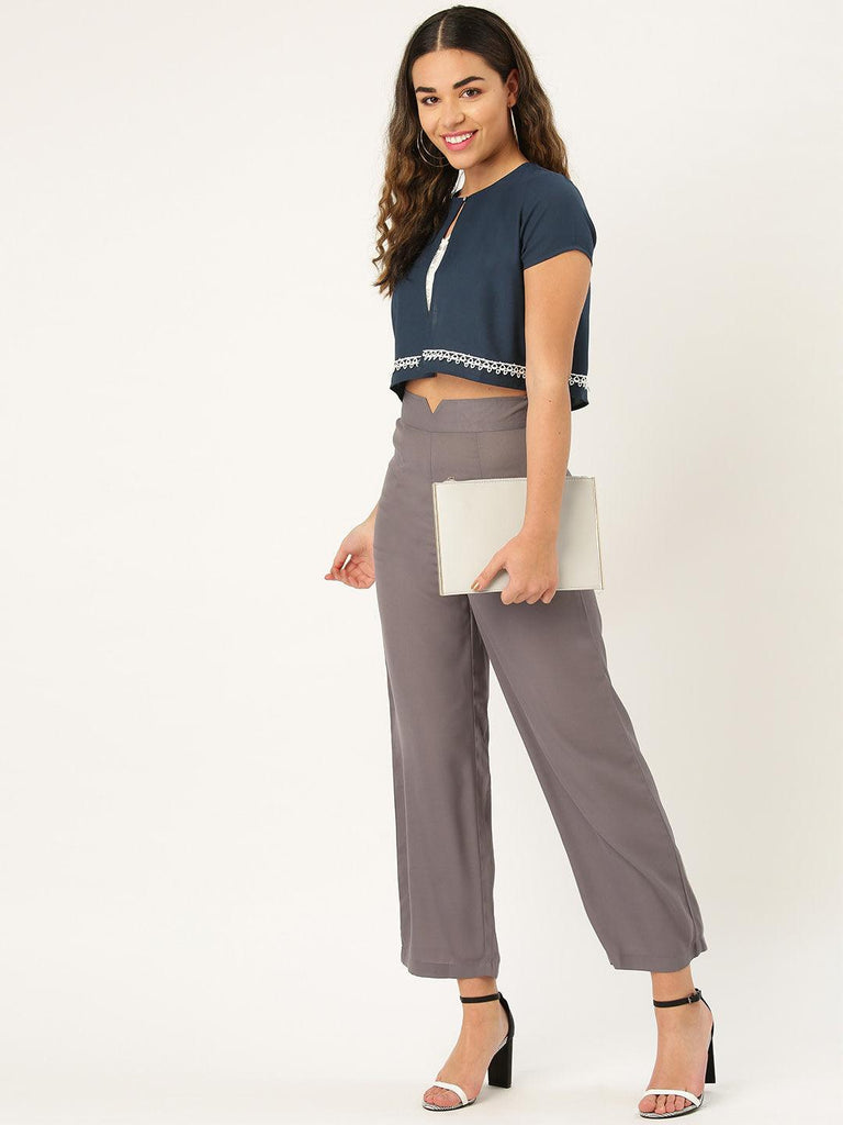 Women Grey Solid Crop Button Shrug-Shrug-StyleQuotient