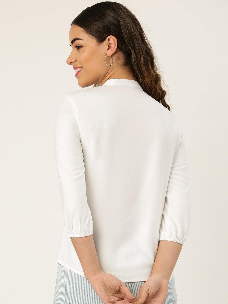 Women White Smart Regular Fit Solid Formal Shirt-Shirts-StyleQuotient
