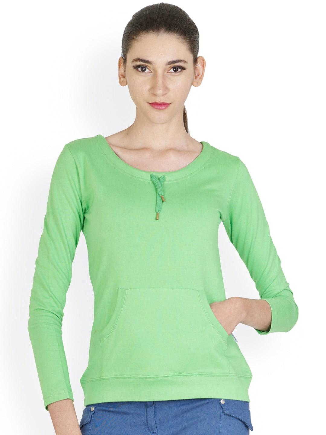 Style Quotient Women Green Round Neck Solid Fashion Tops-Tops-StyleQuotient