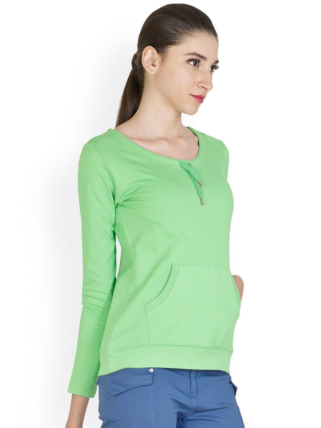 Style Quotient Women Green Round Neck Solid Fashion Tops-Tops-StyleQuotient