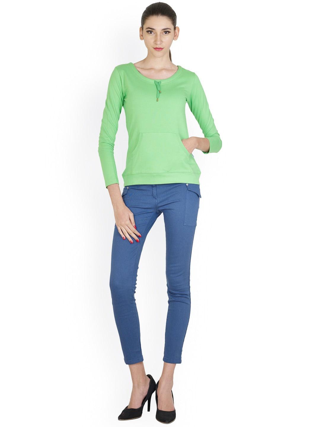 Style Quotient Women Green Round Neck Solid Fashion Tops-Tops-StyleQuotient