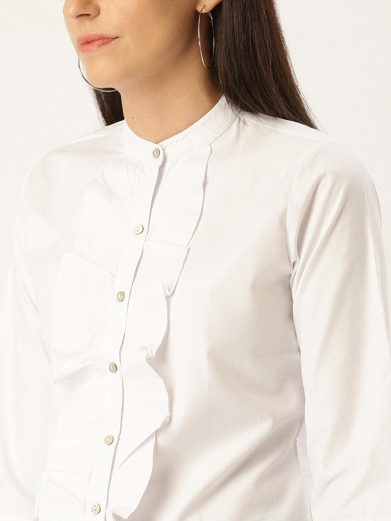 Women White Classic Regular Fit Solid Casual Shirt-Shirts-StyleQuotient