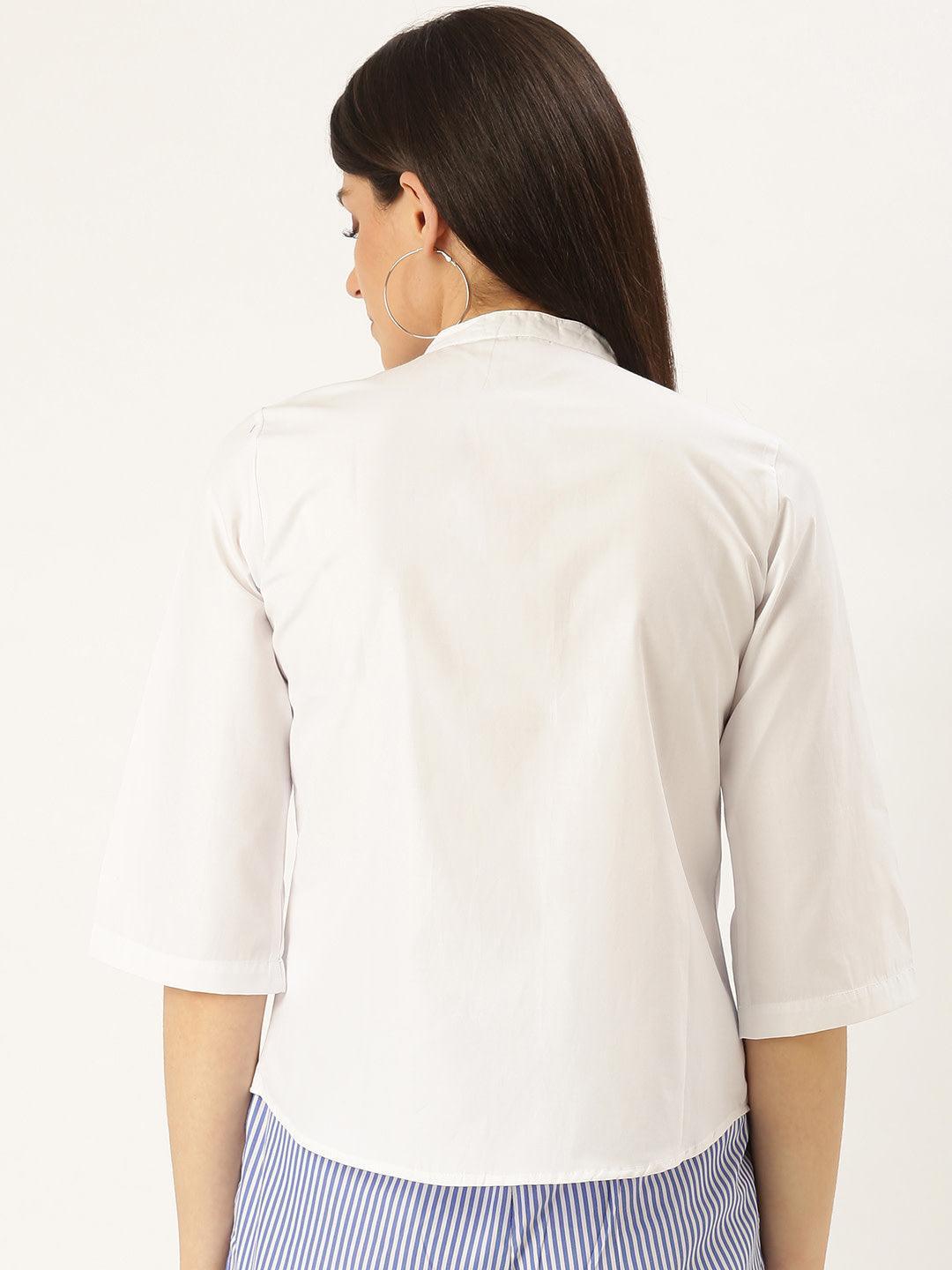 Women White Classic Regular Fit Solid Casual Shirt-Shirts-StyleQuotient