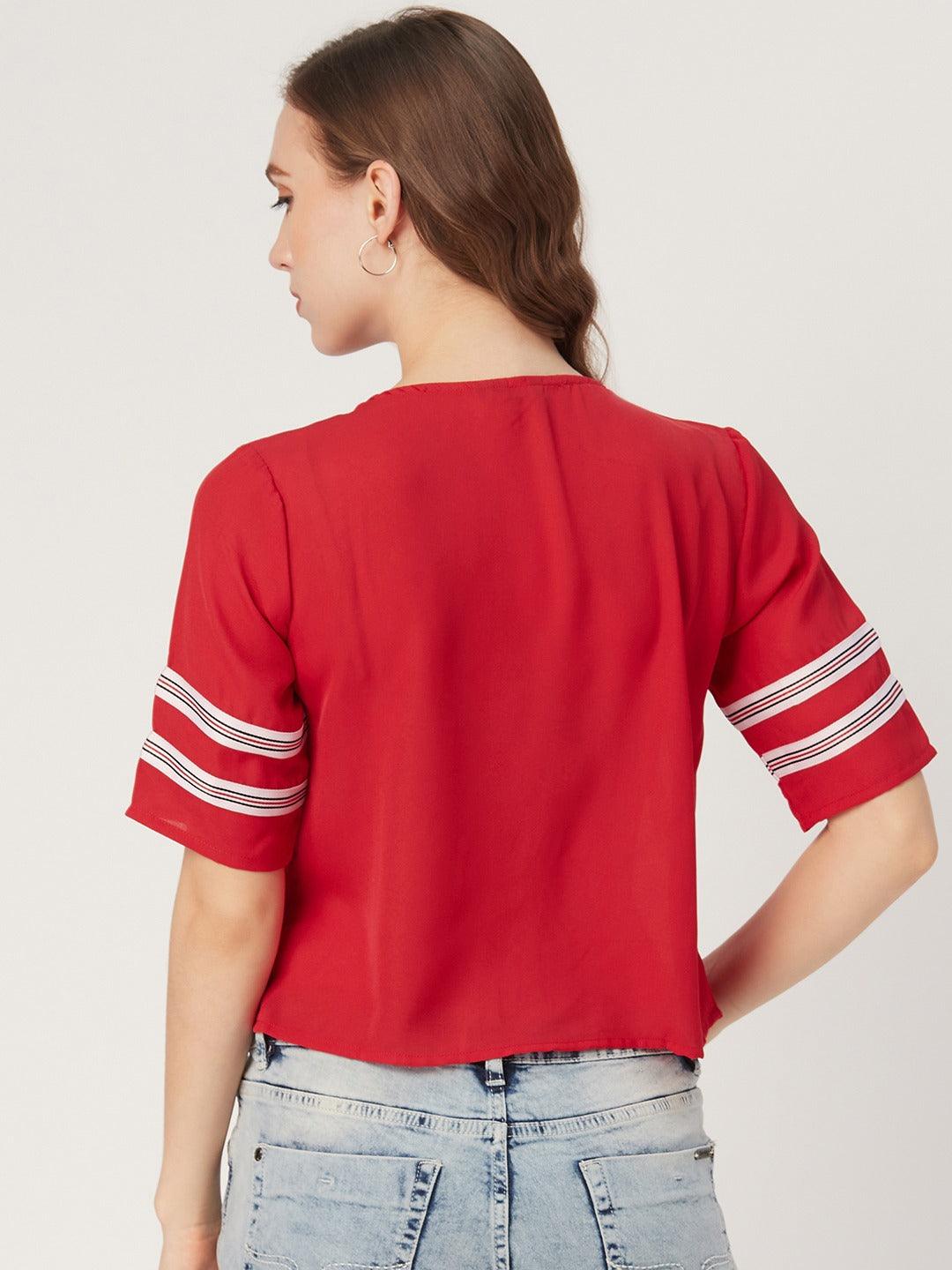 Women Red Solid Top-Tops-StyleQuotient