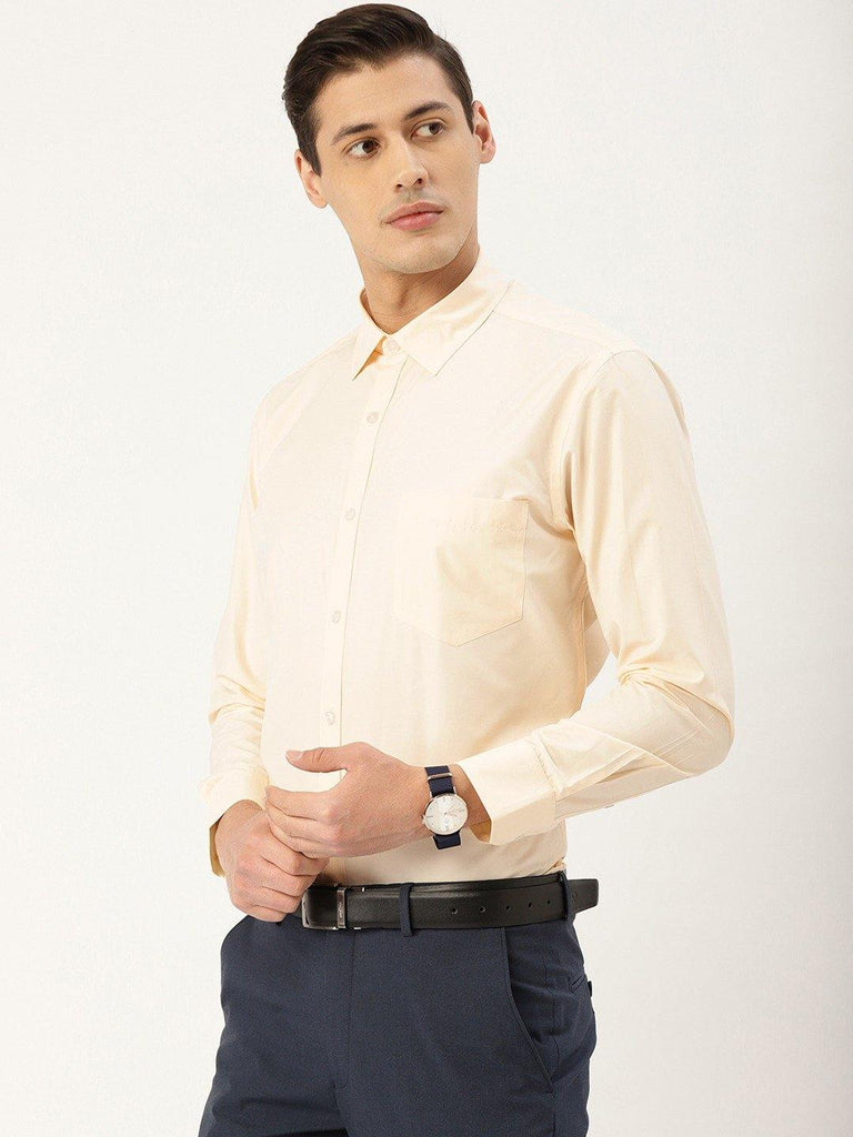 Men Yellow Solid Classic Formal Shirt-Mens Shirt-StyleQuotient