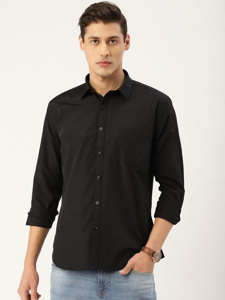 Men Black Solid Classic Shirt-Mens Shirt-StyleQuotient