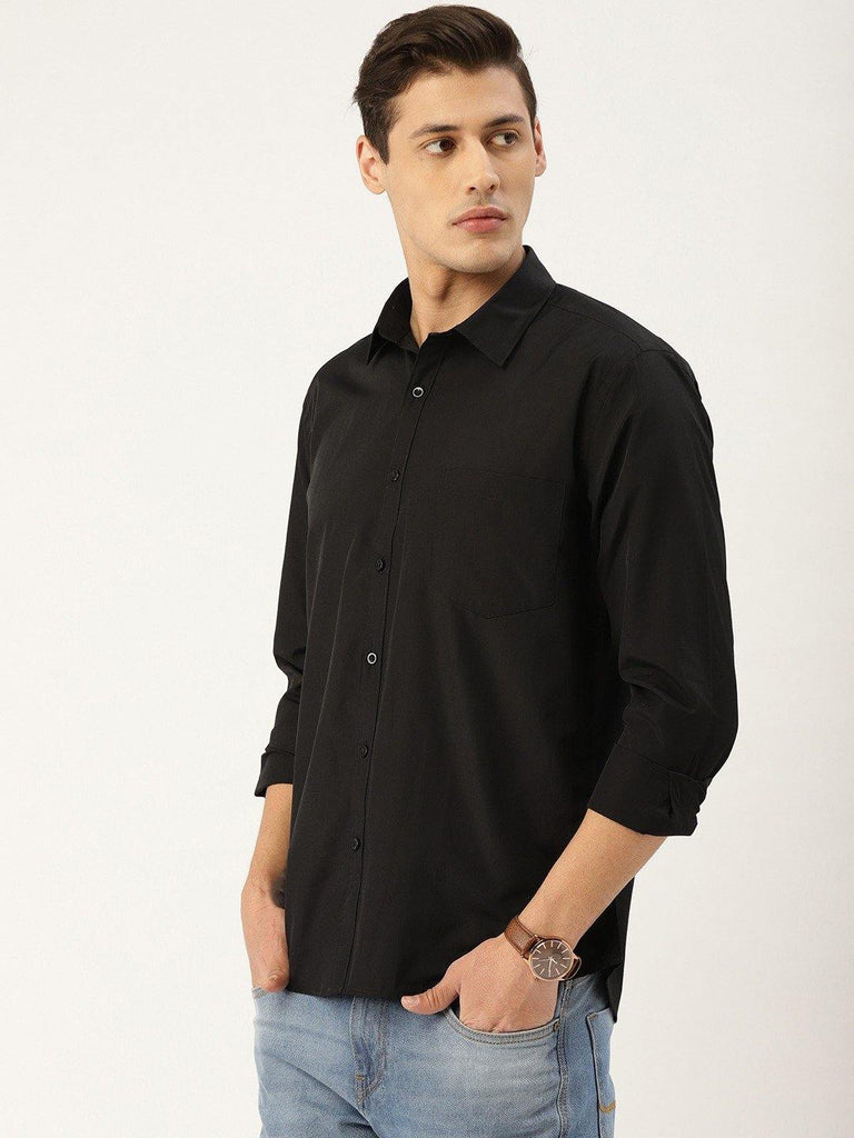 Men Black Solid Classic Shirt-Mens Shirt-StyleQuotient