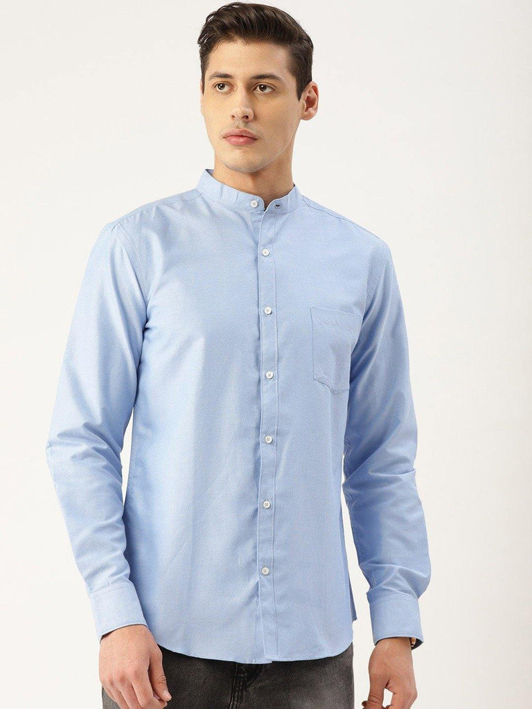 Men Blue Solid Smart Shirt-Mens Shirt-StyleQuotient