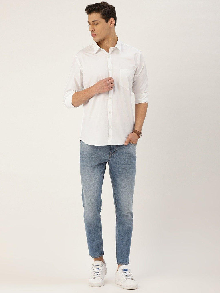 Men White Solid Classic Casual Shirt-Mens Shirt-StyleQuotient