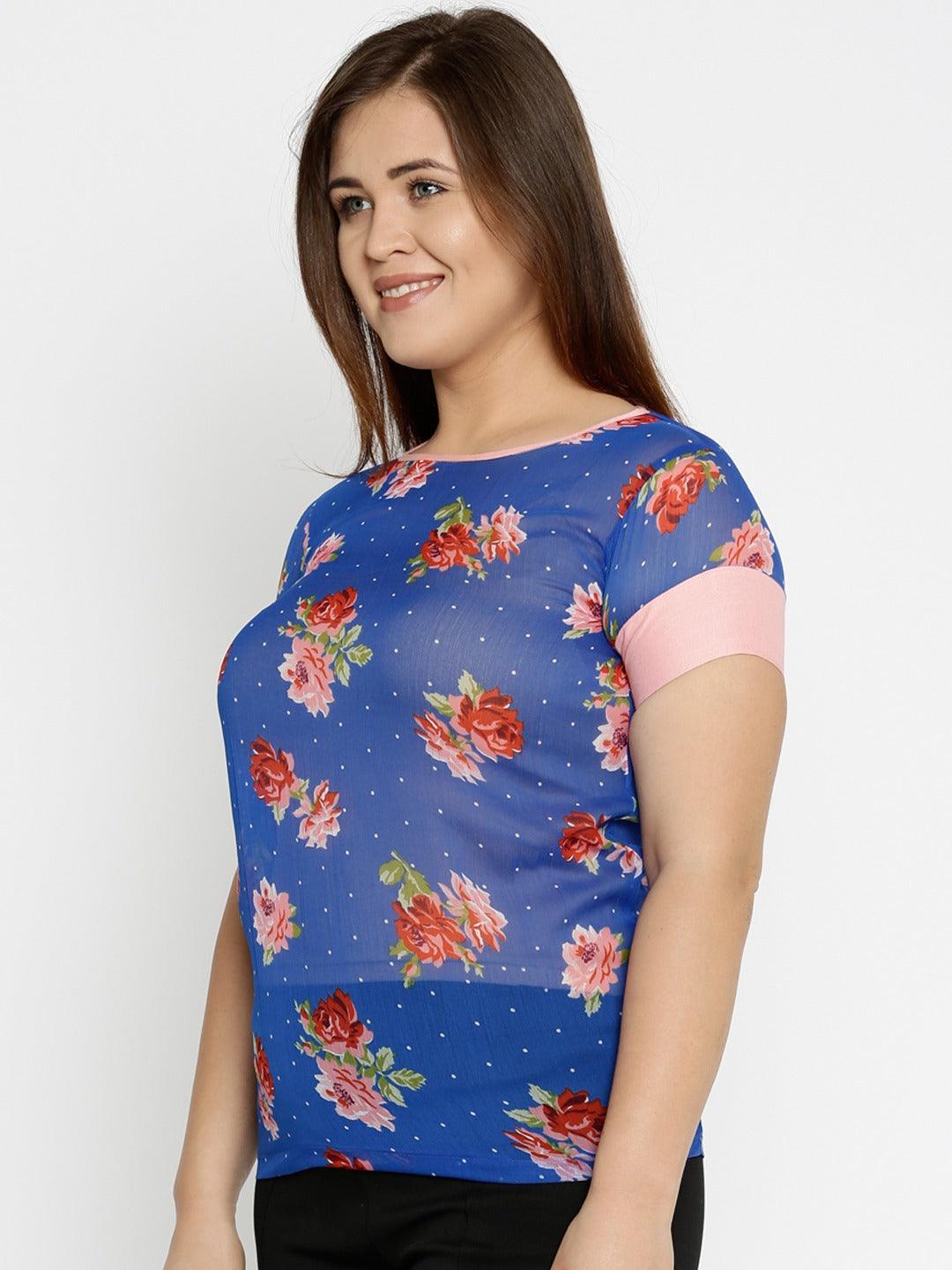 Style Quotient Womens Floral Print Regular Tops-Tops-StyleQuotient