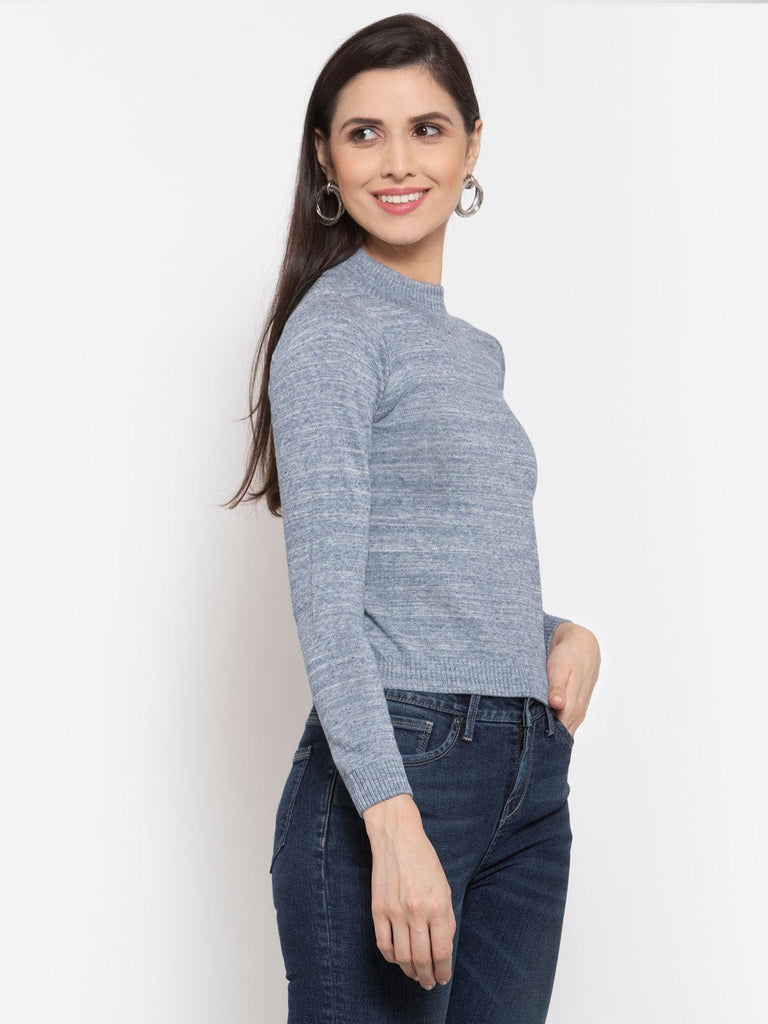 Women Solid Cropped Pullover Sweater-Sweaters-StyleQuotient