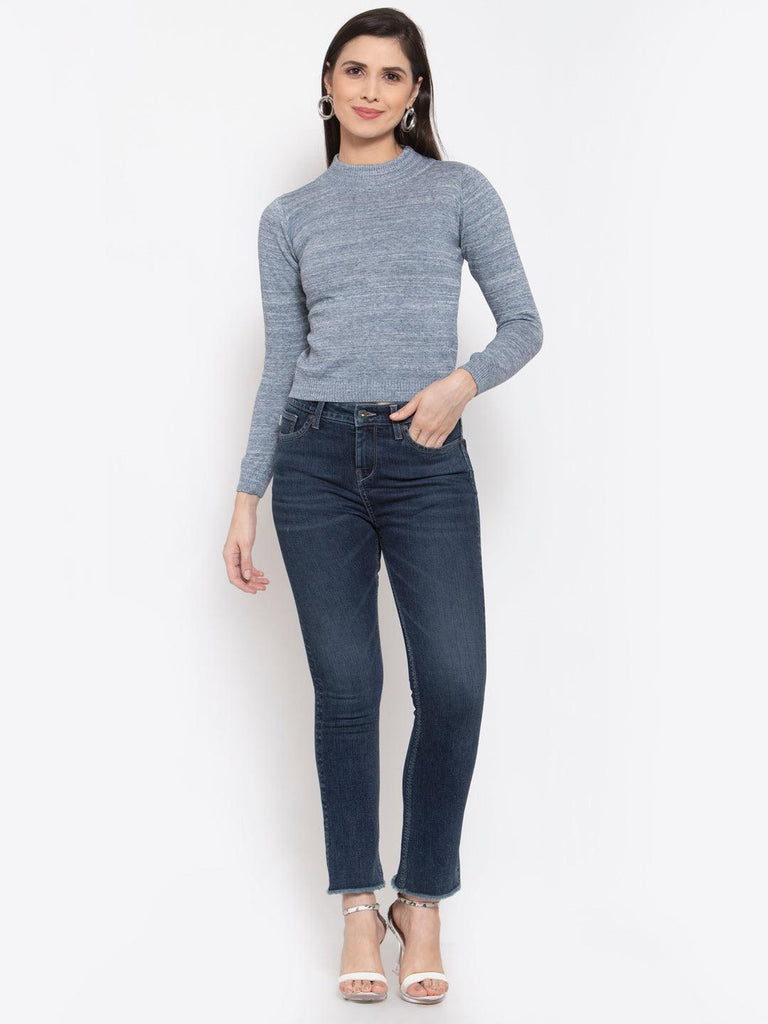Women Solid Cropped Pullover Sweater-Sweaters-StyleQuotient