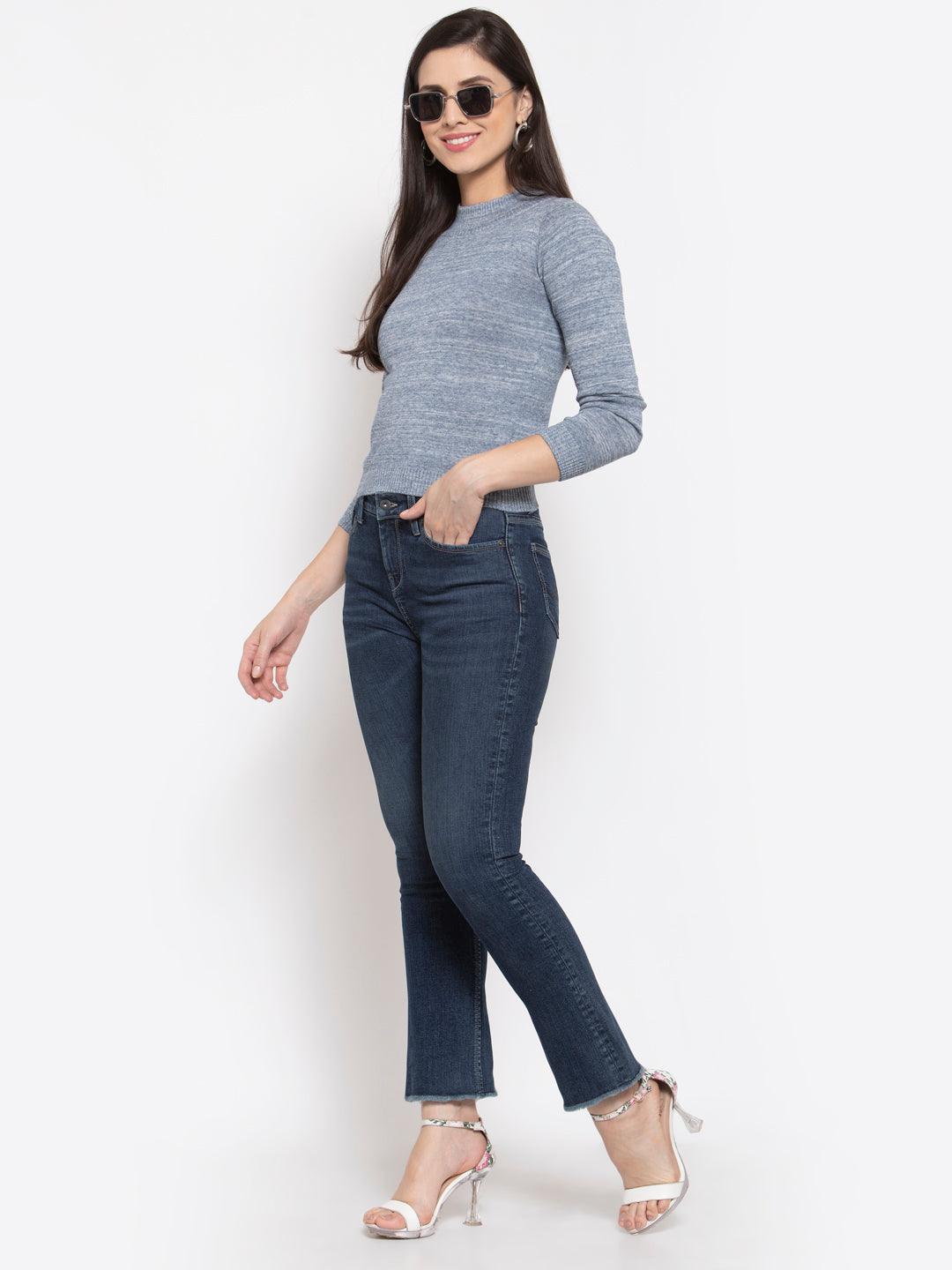 Women Solid Cropped Pullover Sweater-Sweaters-StyleQuotient