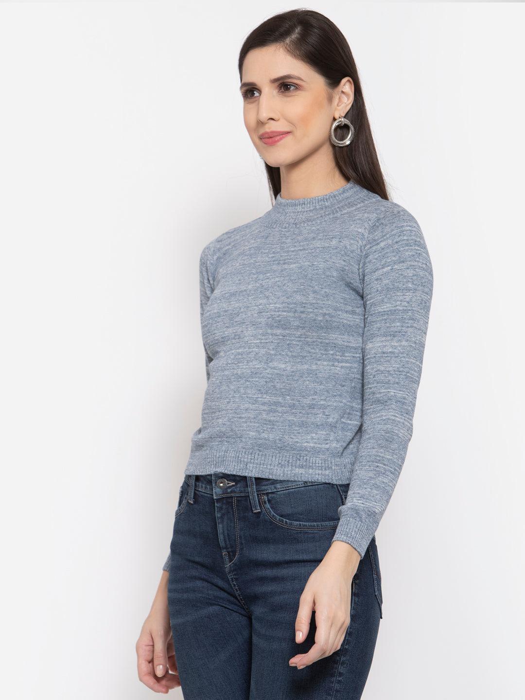 Women Solid Cropped Pullover Sweater-Sweaters-StyleQuotient