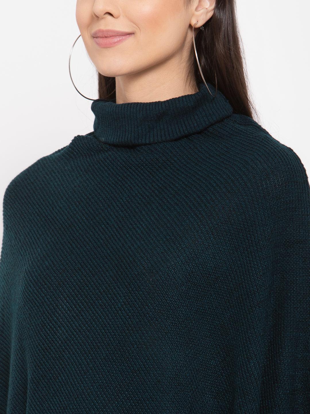 Women Poncho with Fringed Detail-Sweaters-StyleQuotient