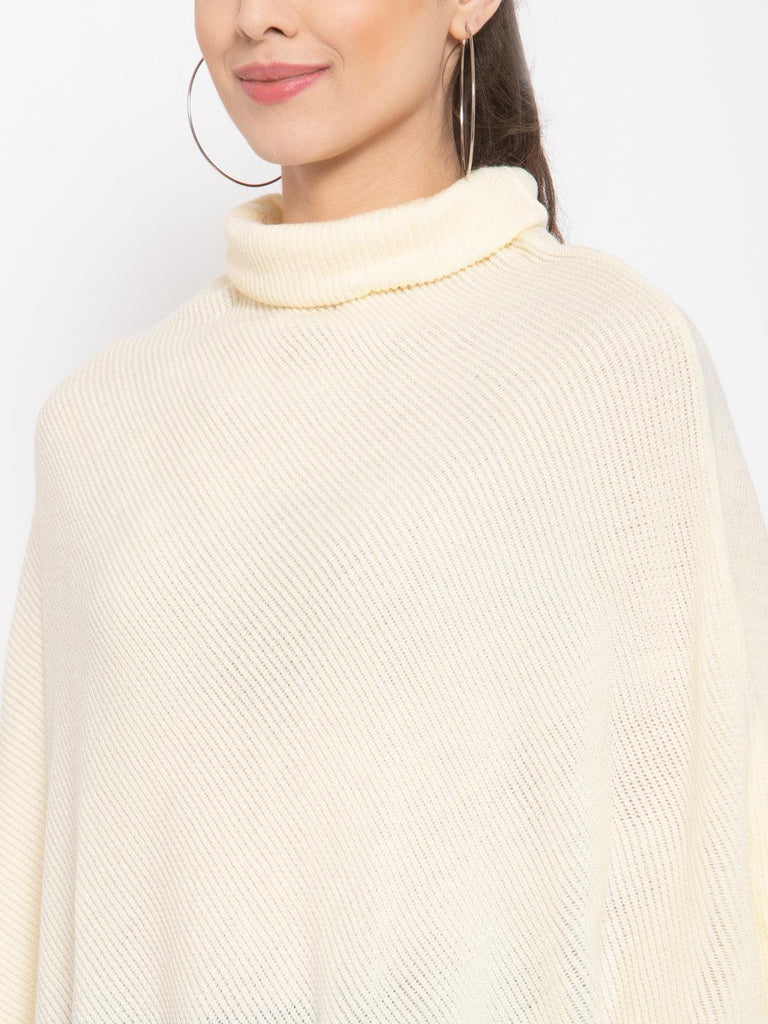 Women Poncho with Fringed Detail-Sweaters-StyleQuotient