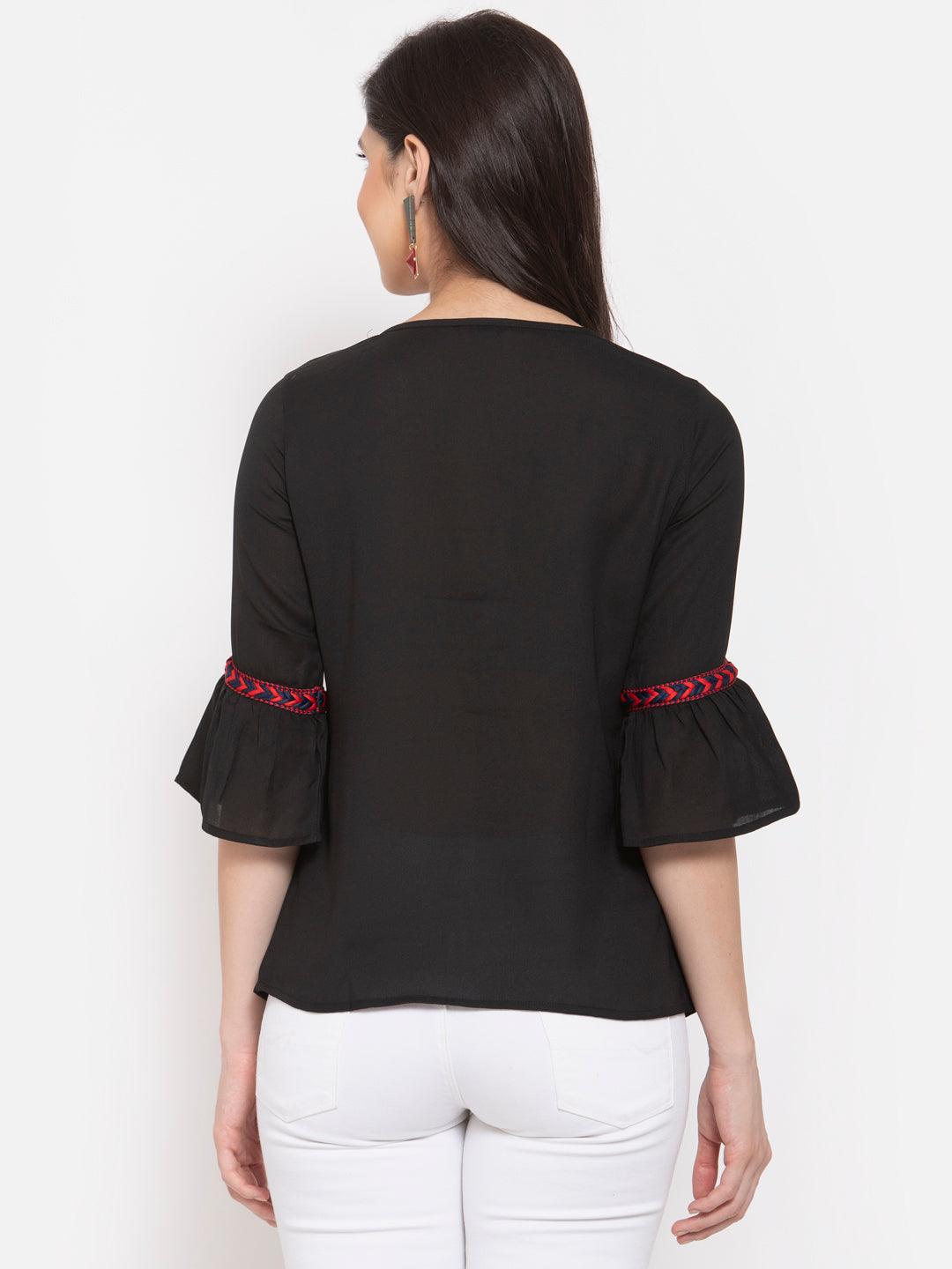 Womens Solid Crepe A-Line Top-Tops-StyleQuotient