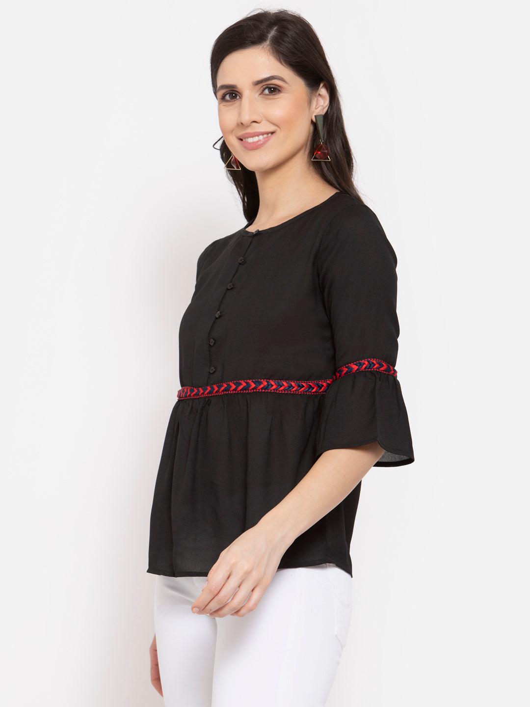 Womens Solid Crepe A-Line Top-Tops-StyleQuotient