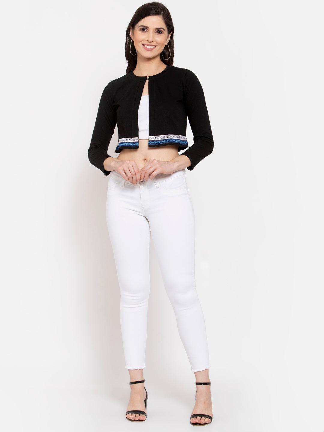 Women Solid Crop Shrug-Shrug-StyleQuotient