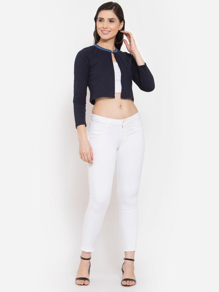 Womens Solid Crop Shrug-Shrug-StyleQuotient