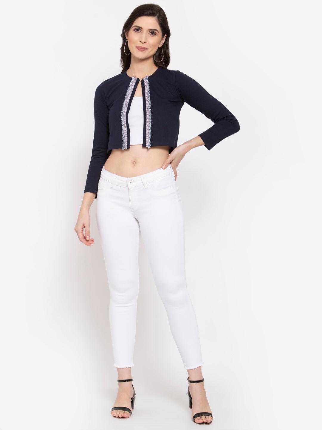 Womens Solid Crop Shrug-Shrug-StyleQuotient