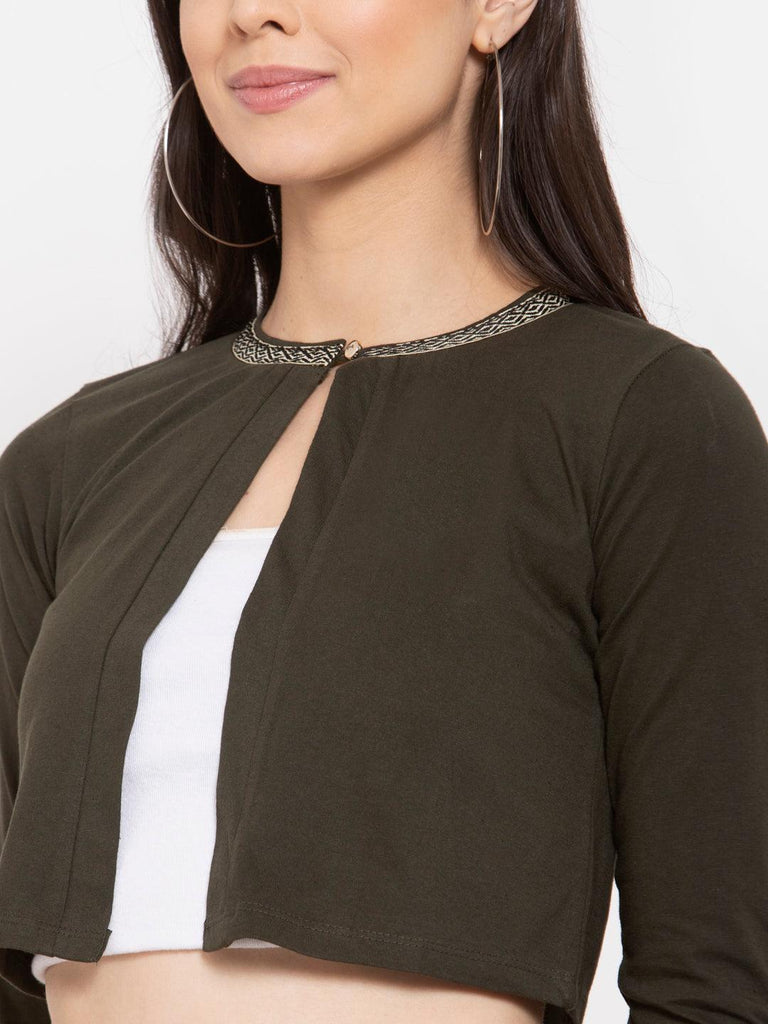 Womens Solid Crop Shrug-Shrug-StyleQuotient