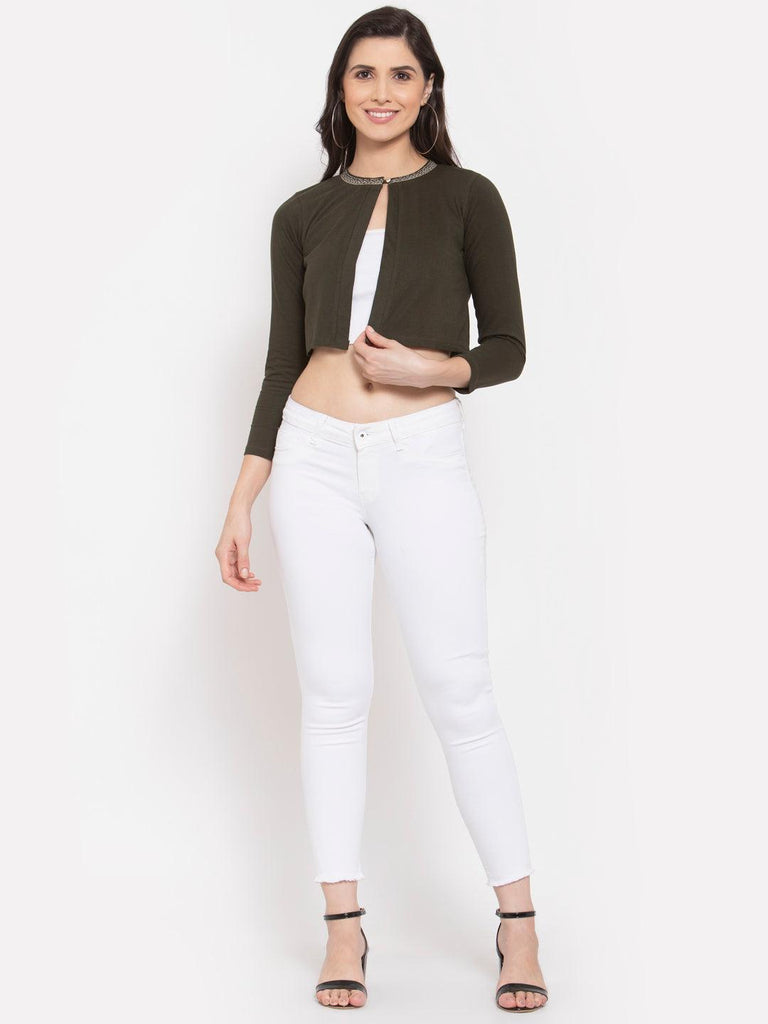 Womens Solid Crop Shrug-Shrug-StyleQuotient