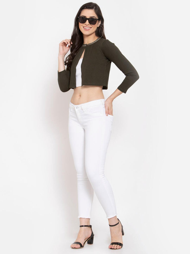 Womens Solid Crop Shrug-Shrug-StyleQuotient