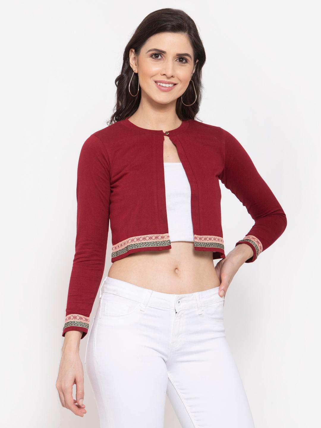 Womens Solid Crop Shrug-Shrug-StyleQuotient