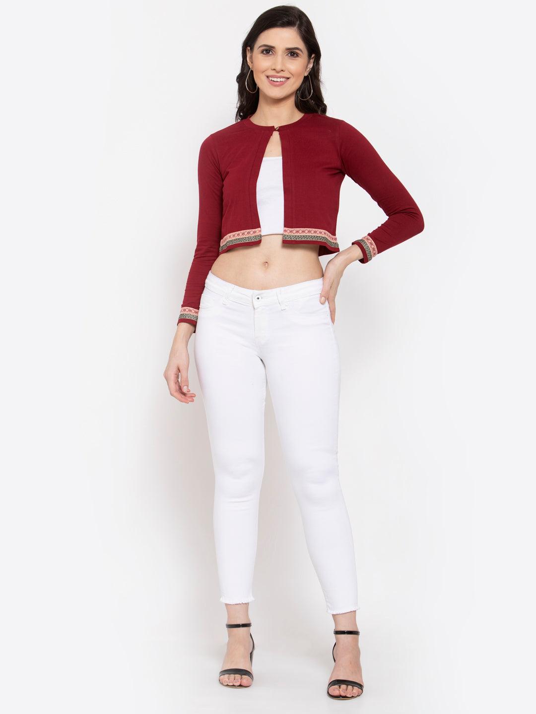 Womens Solid Crop Shrug-Shrug-StyleQuotient