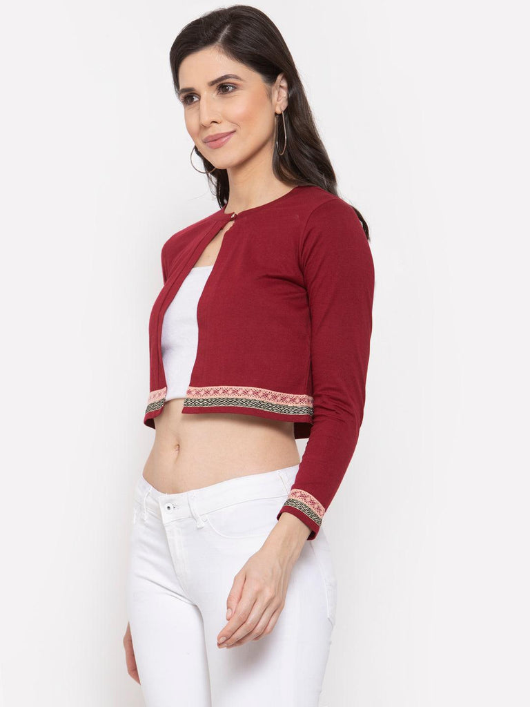 Womens Solid Crop Shrug-Shrug-StyleQuotient