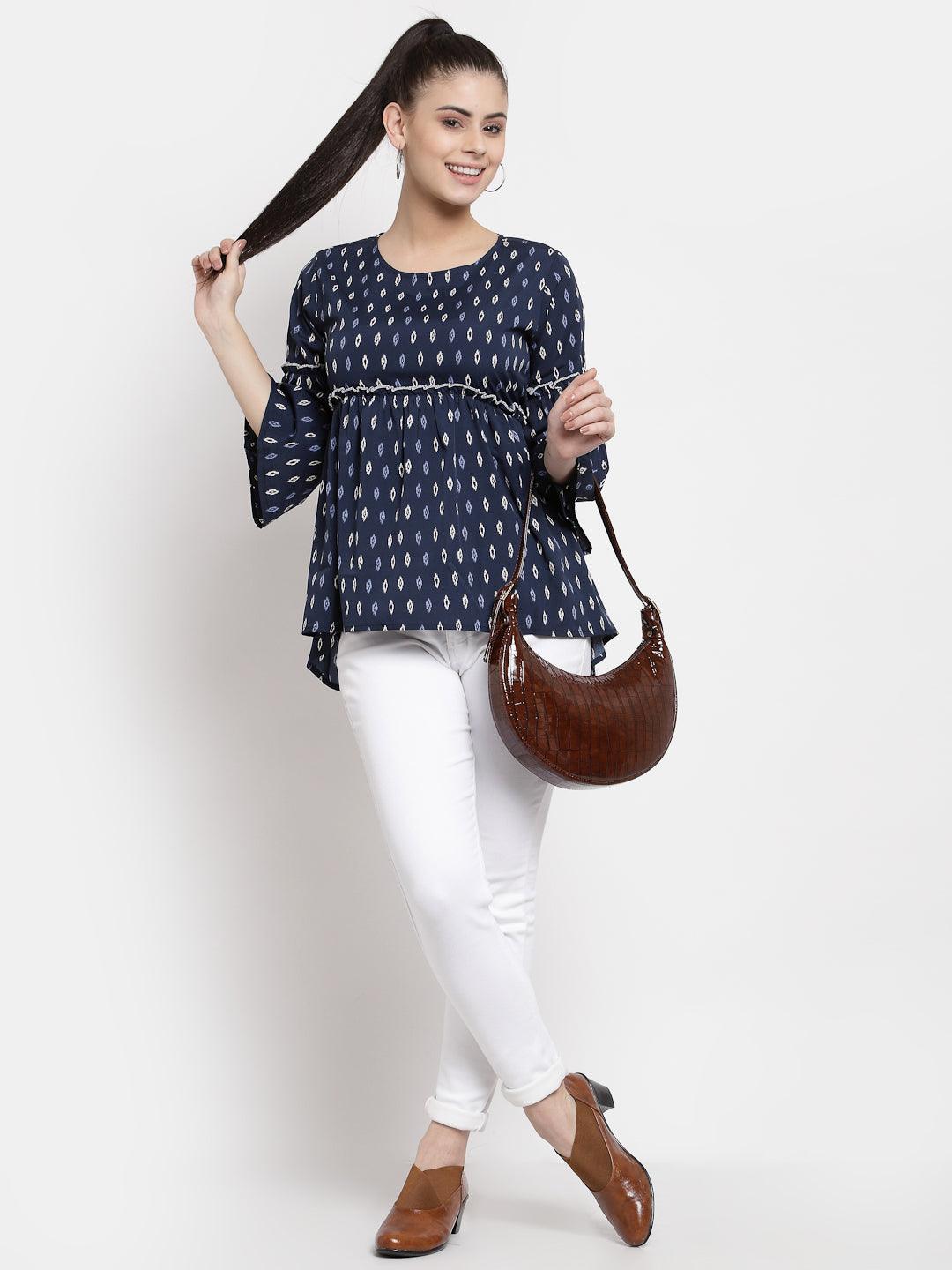 Womens Crepe Empire Top-Tops-StyleQuotient