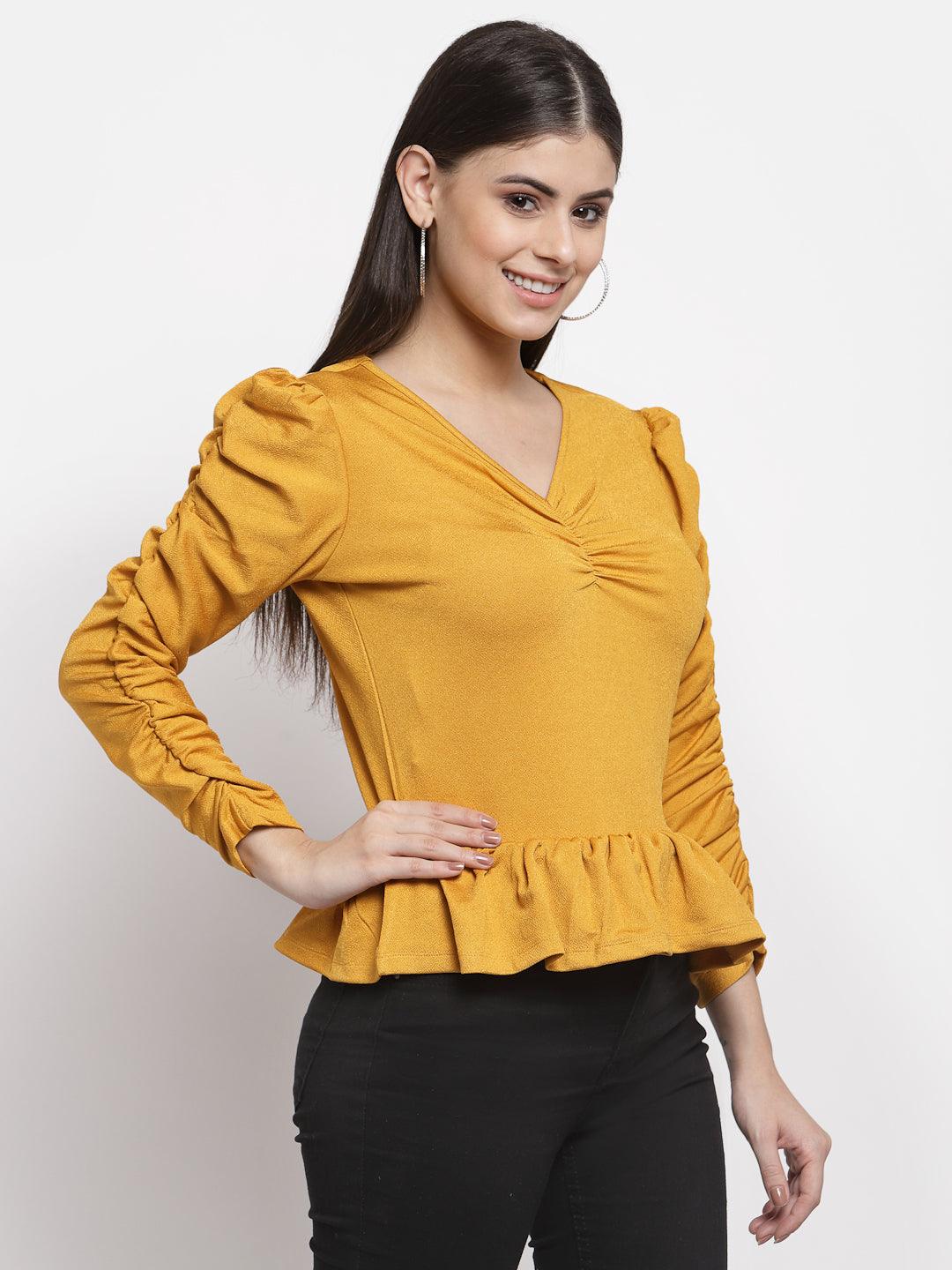 Womens Solid Peplum Top-Tops-StyleQuotient