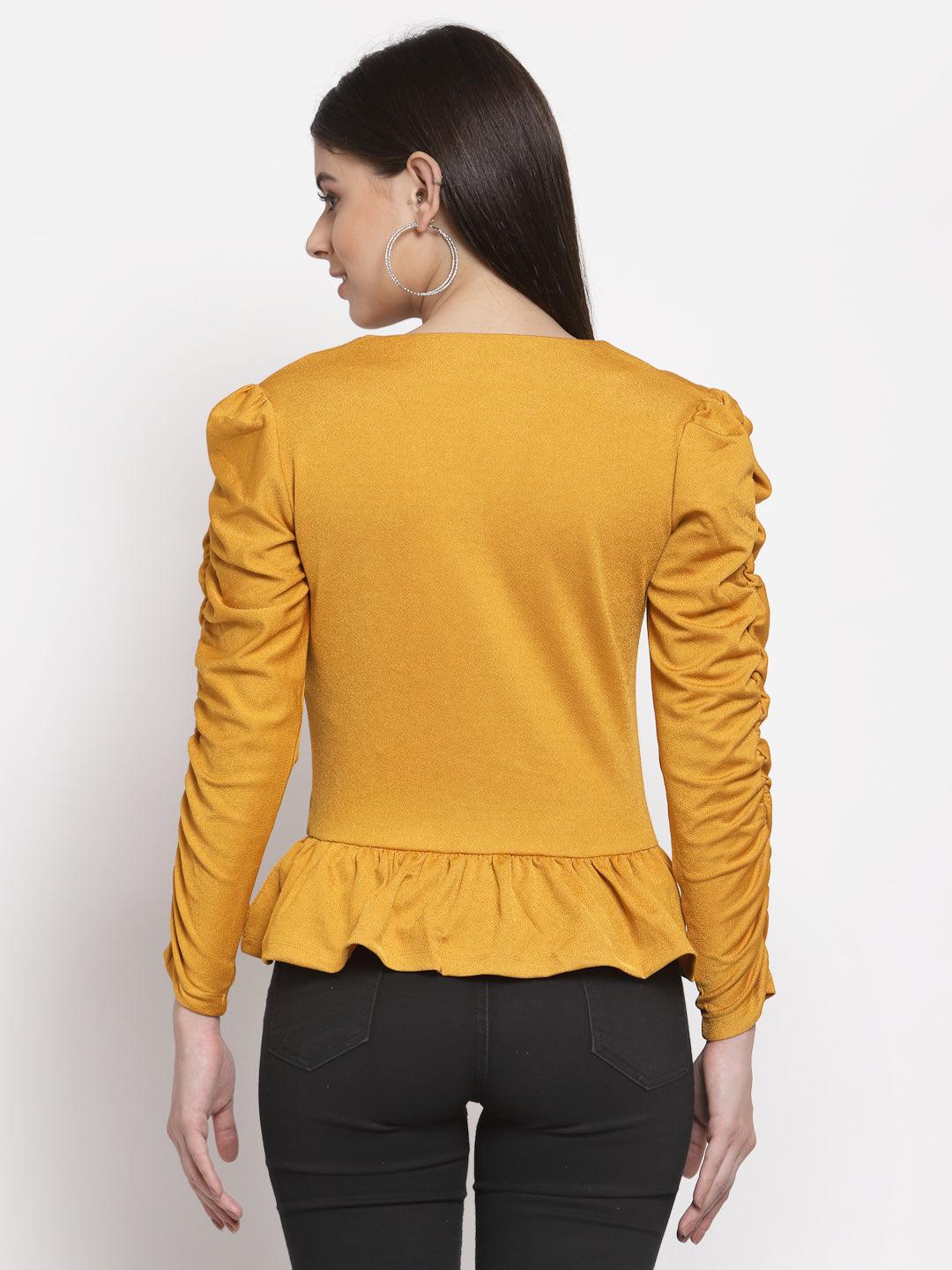 Womens Solid Peplum Top-Tops-StyleQuotient