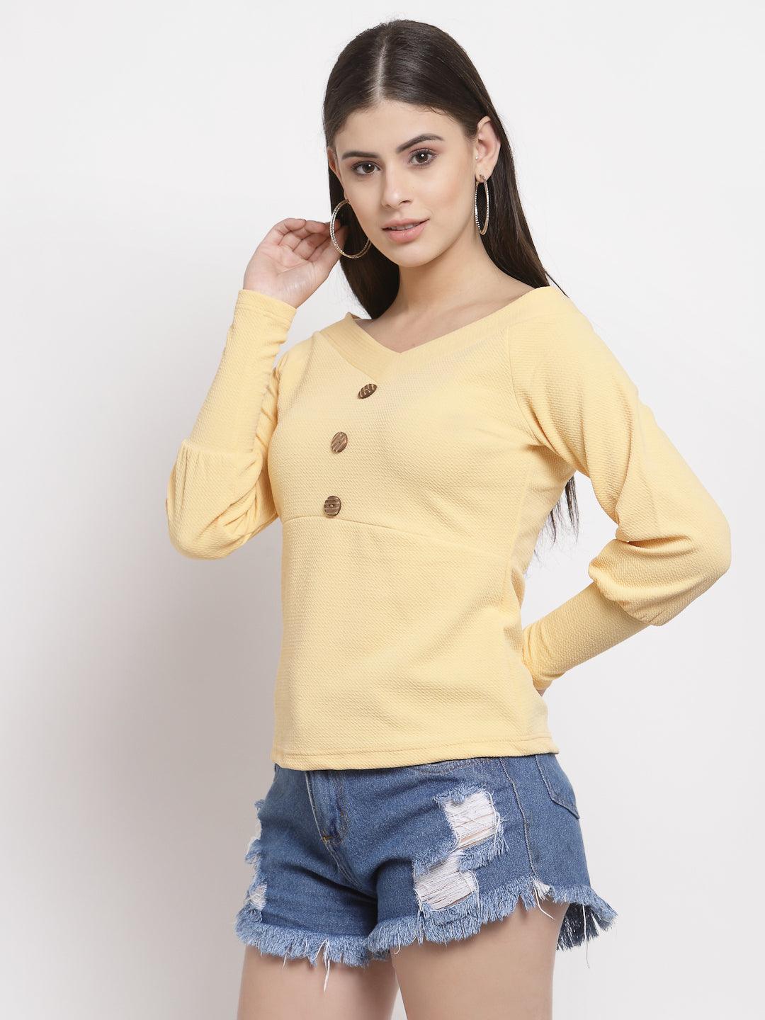 Womens Solid Fitted Top-Tops-StyleQuotient