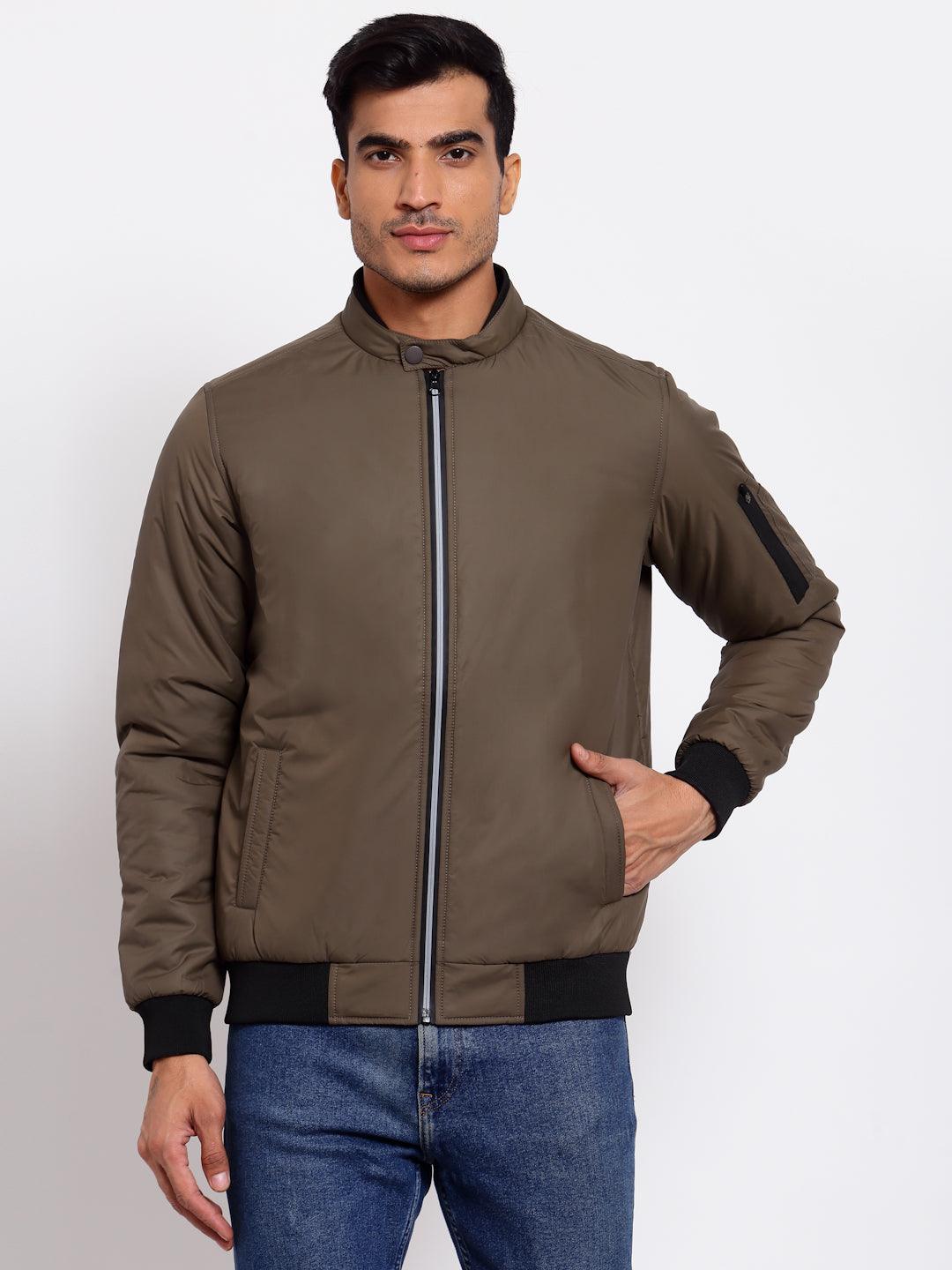 Men Olive Green Lightweight Outdoor Bomber Jacket-Men's Jackets-StyleQuotient