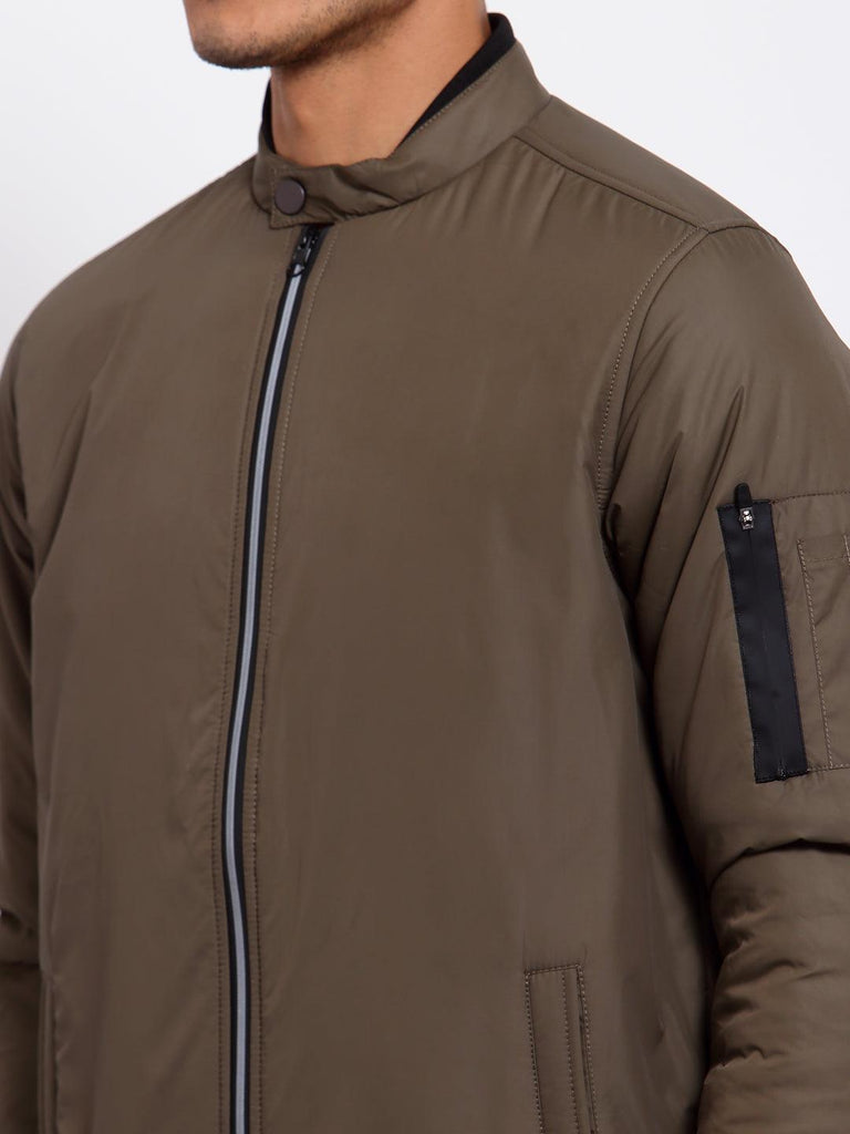 Men Olive Green Lightweight Outdoor Bomber Jacket-Men's Jackets-StyleQuotient